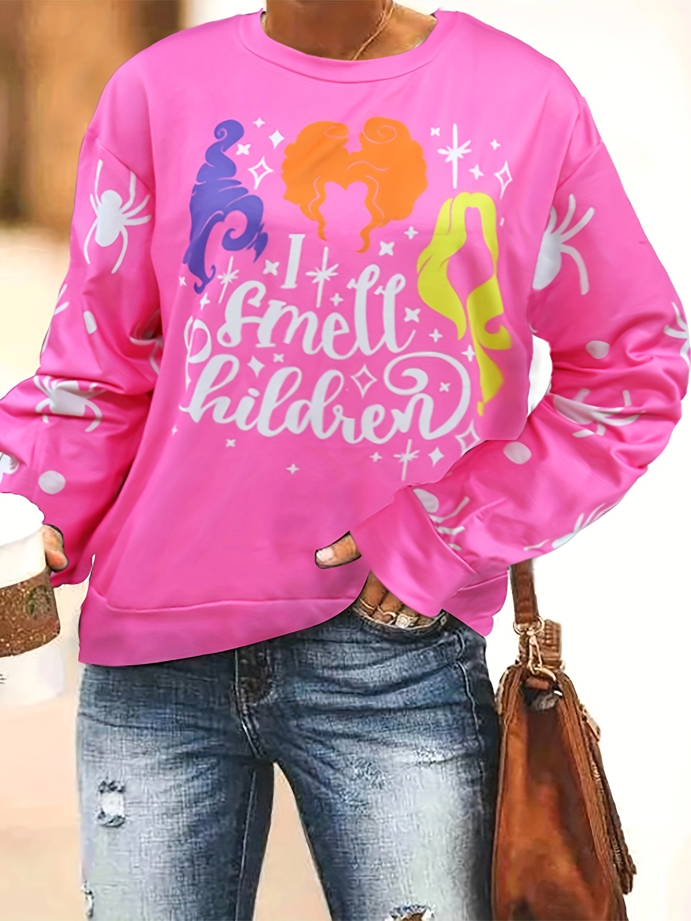 Sweat col rond manches longues Barbie rose femme