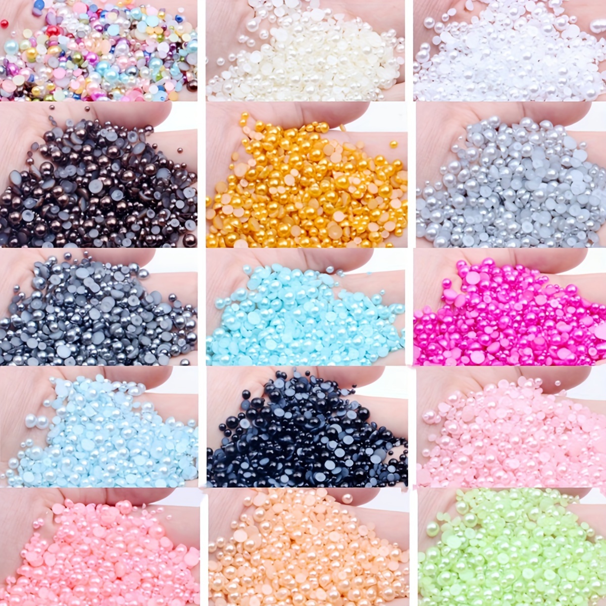 Nail Pearls For Nail Art Decoration,Round Pearls For Crafts,Multiple Size  FlatBack Pearls For Makeup Pearls For Nails DIY Crafting Accessory,Nail