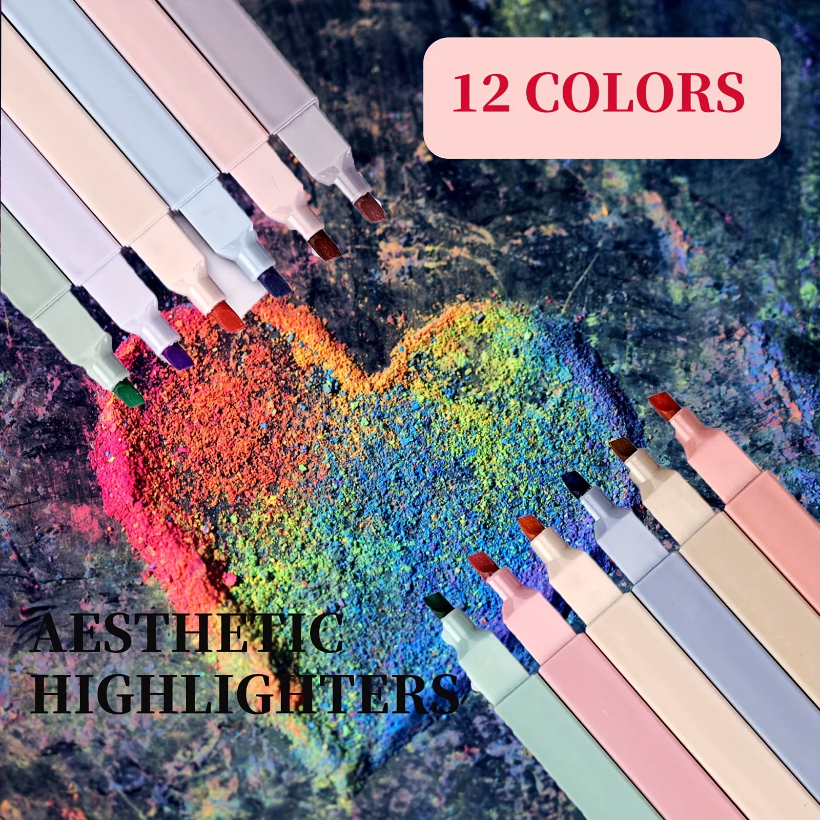 Aesthetic Highlighters Cute Assorted Colors Bible Highlighters and No Bleed with Soft Tip 12 Color Aesthetic