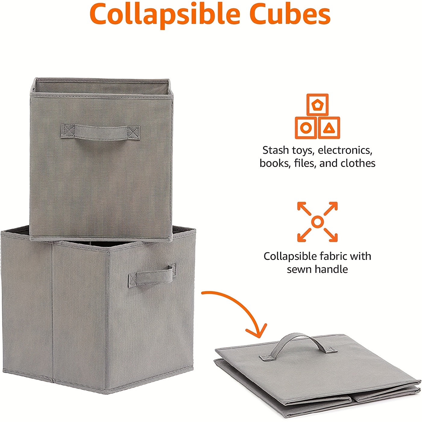Collapsible Fabric Storage Cube Organizer Handles Foldable - Temu