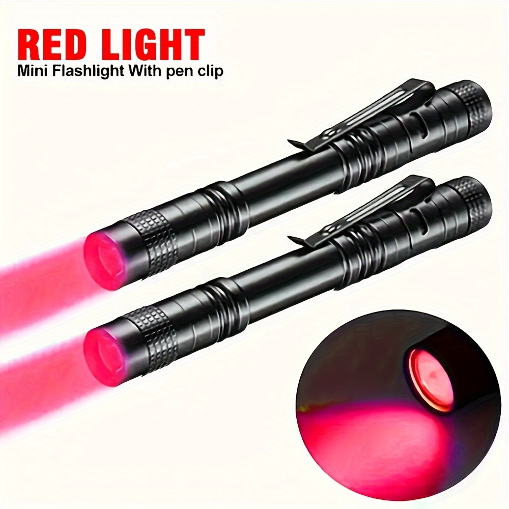 Linterna de luz roja, linterna roja con zoom de un solo modo con clip,  linterna LED roja para caza, observación de astronomía, visión nocturna