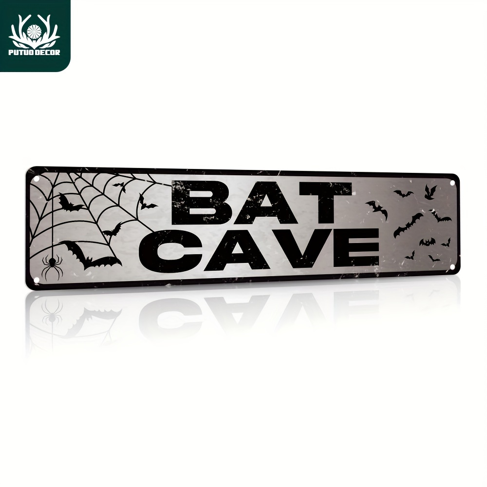 

1pc, Bat Cave Metal Street Sign, Vintage Rustic Tin Road Plaque Art Plate For Kitchen Coffee Shop Bar Wall Decor, 3.9 X 15.7 Inches