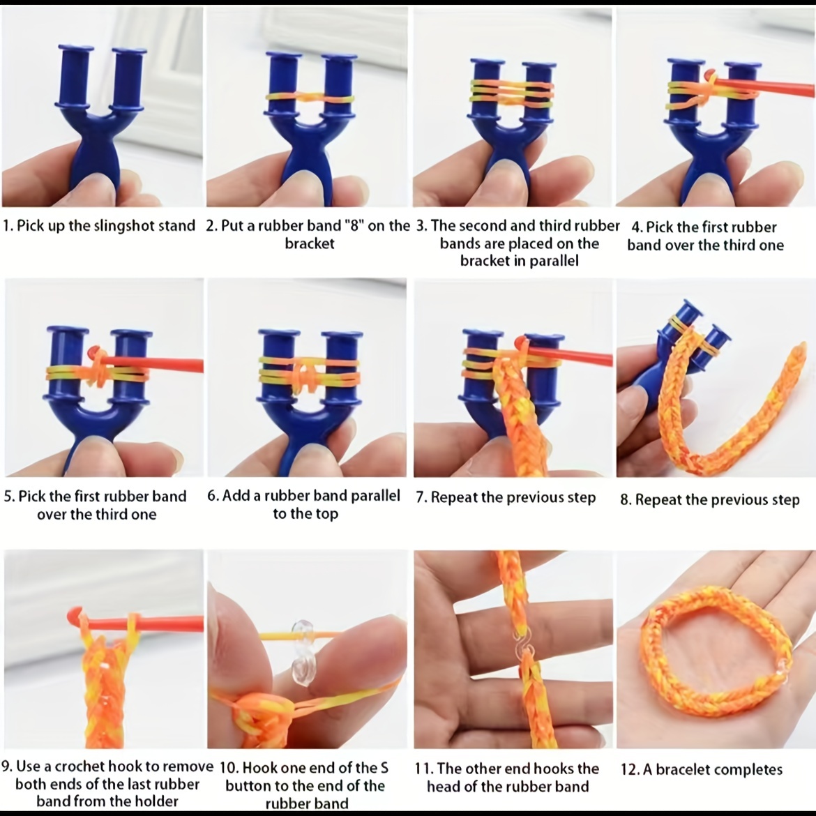 DIY bracelet making kit rubber bands to weave bracelet Kit bracelet  elastique Rainbow Braided Bracelet and S-Clips Crochet Hook - AliExpress
