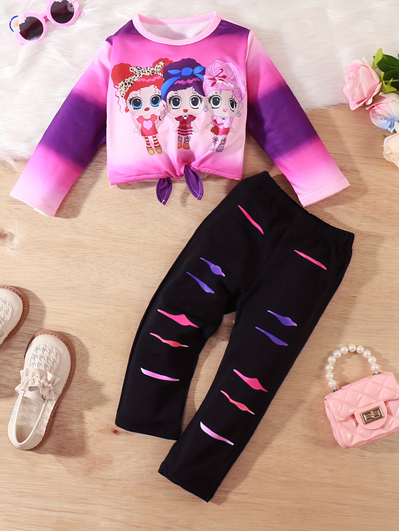Girls Lightweight Tie Dye Set Kidlife Print Hoodies + Pants - Temu