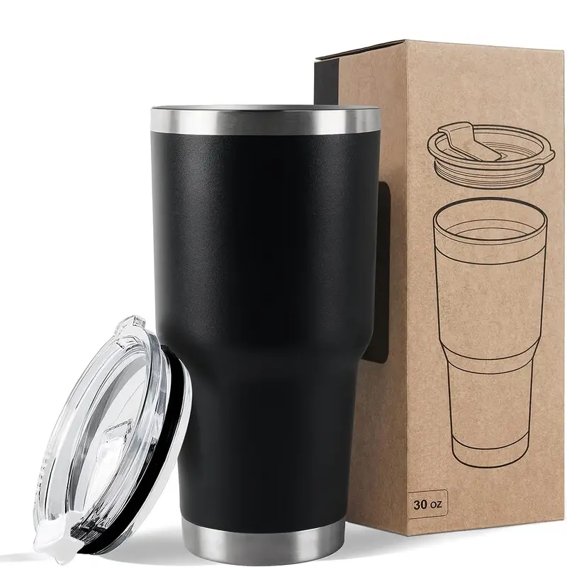 Portable Insulated Tumbler, Stainless Steel Double Layer Vacuum Cup, Travel  Coffee Mug With Lid And Straws - Temu