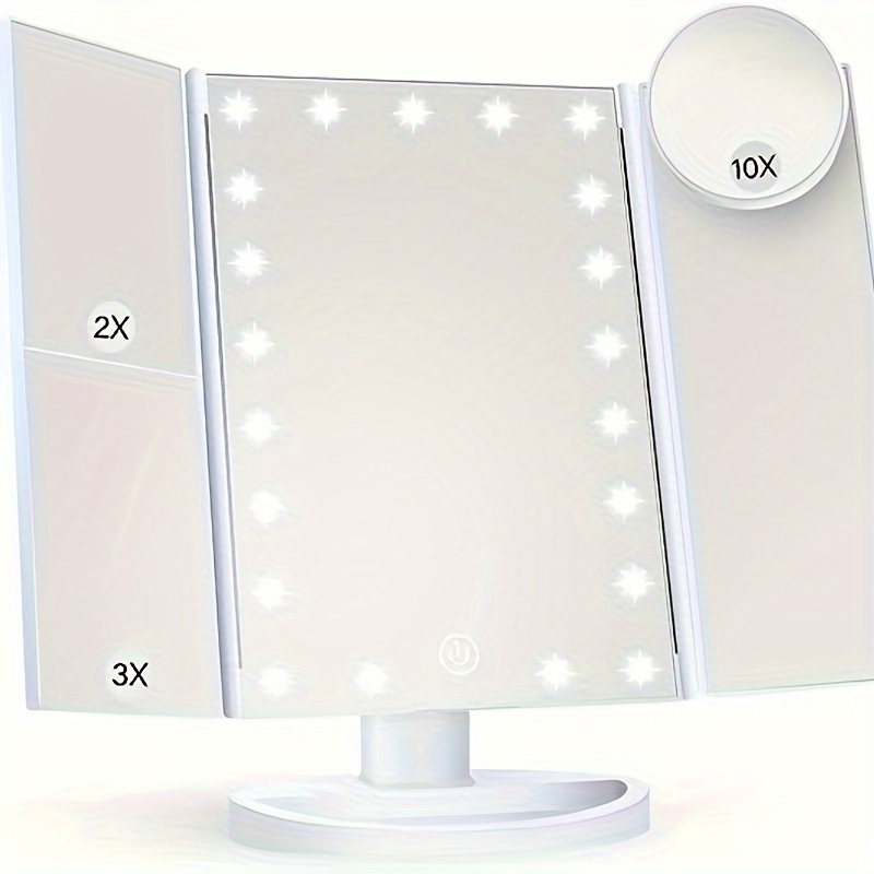 ISSAGE Miroir de maquillage à trois volets avec lumière