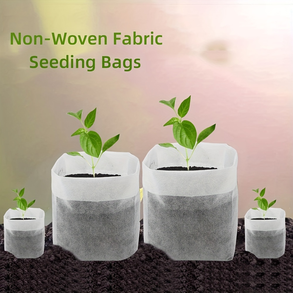 100Pcs/Set Biodegradable Nonwoven Fabric Nursery Plant Grow Bags Seedling  Pot Growing Planter Planting Bag Container Garden Tool