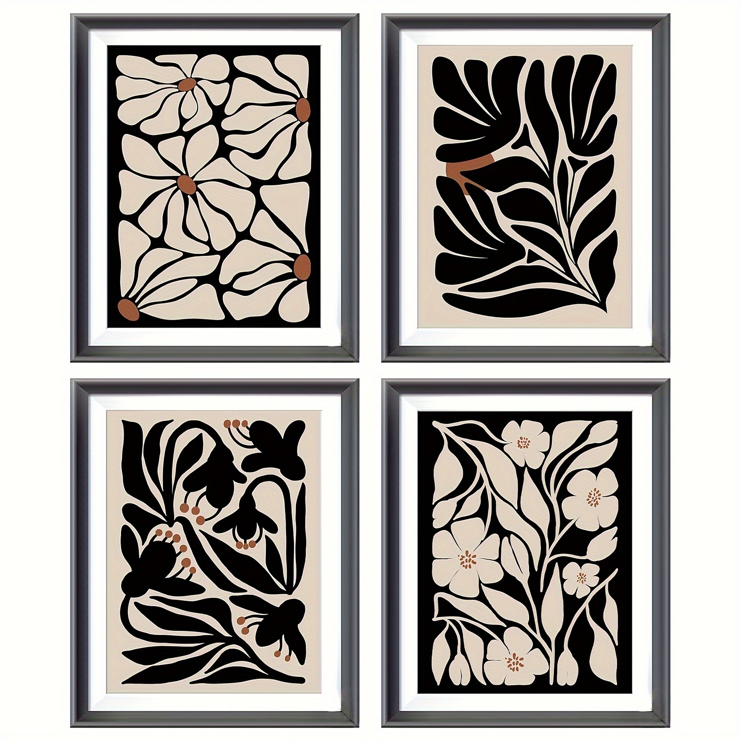 Canvas Poster Modern Art Abstract Boho Black Flowers Plant - Temu ...