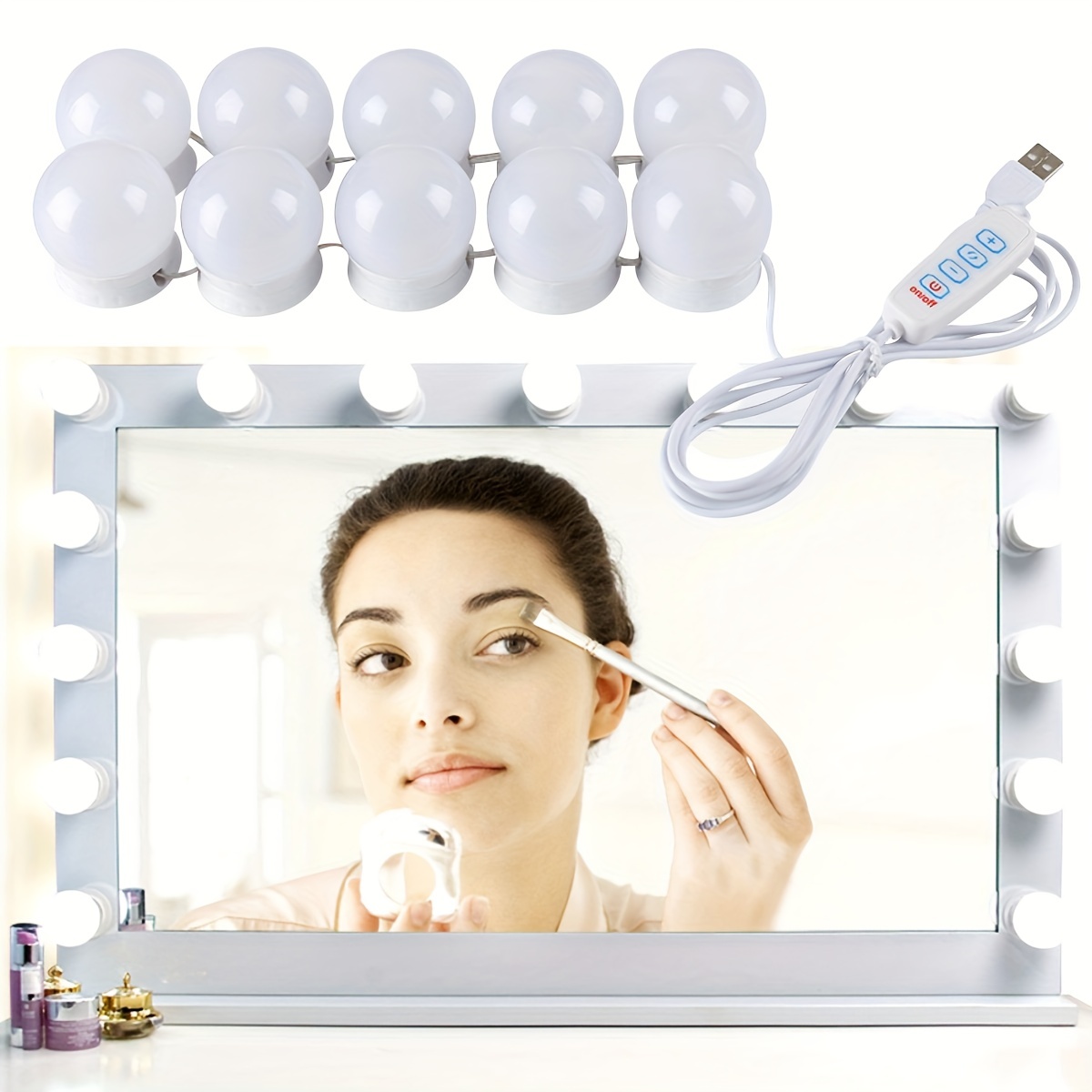 1pc LED Miroir De Maquillage Lumière 3 Couleurs Gradation - Temu
