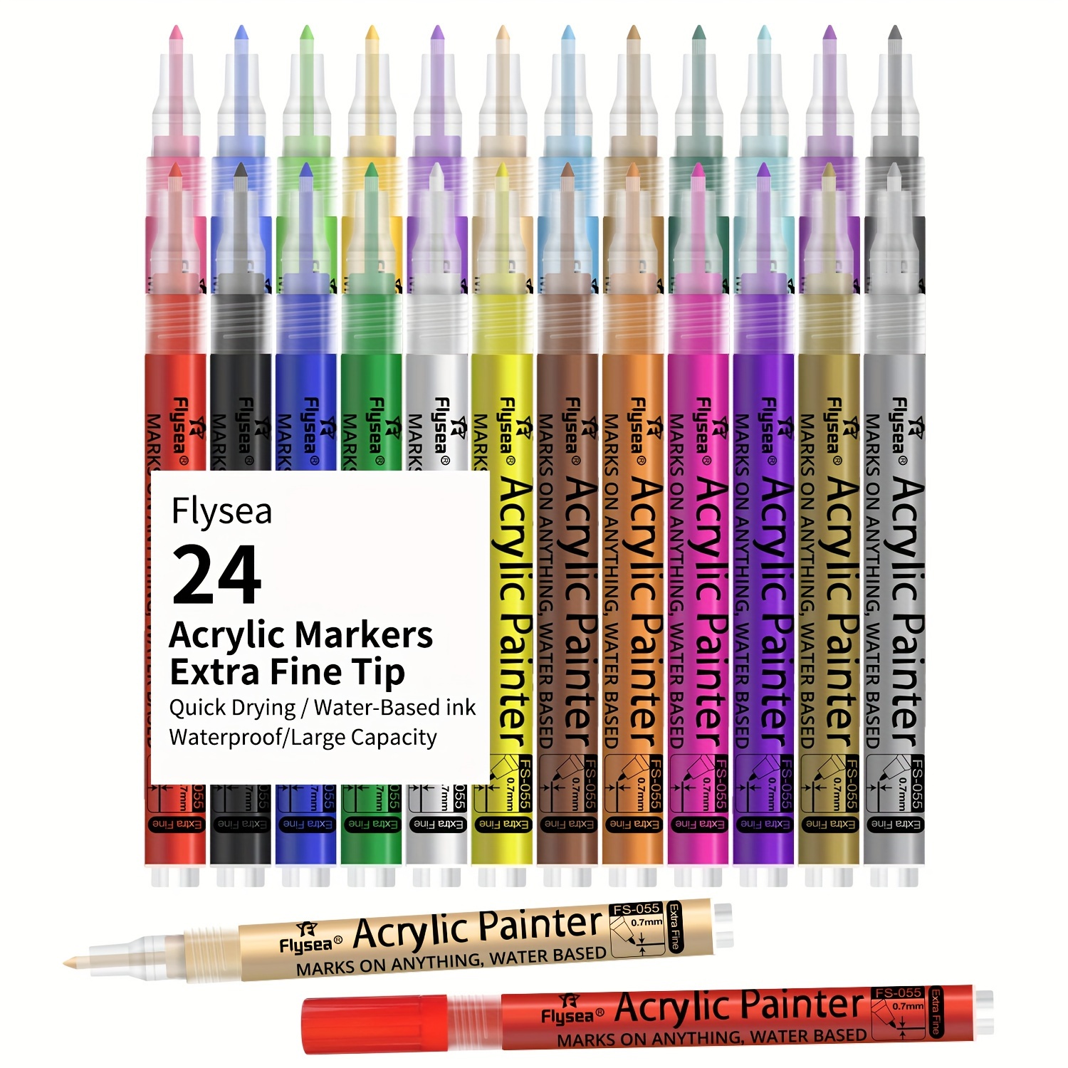 24 Colors Acrylic Paint Pens Fine Tip calligraphy Art - Temu