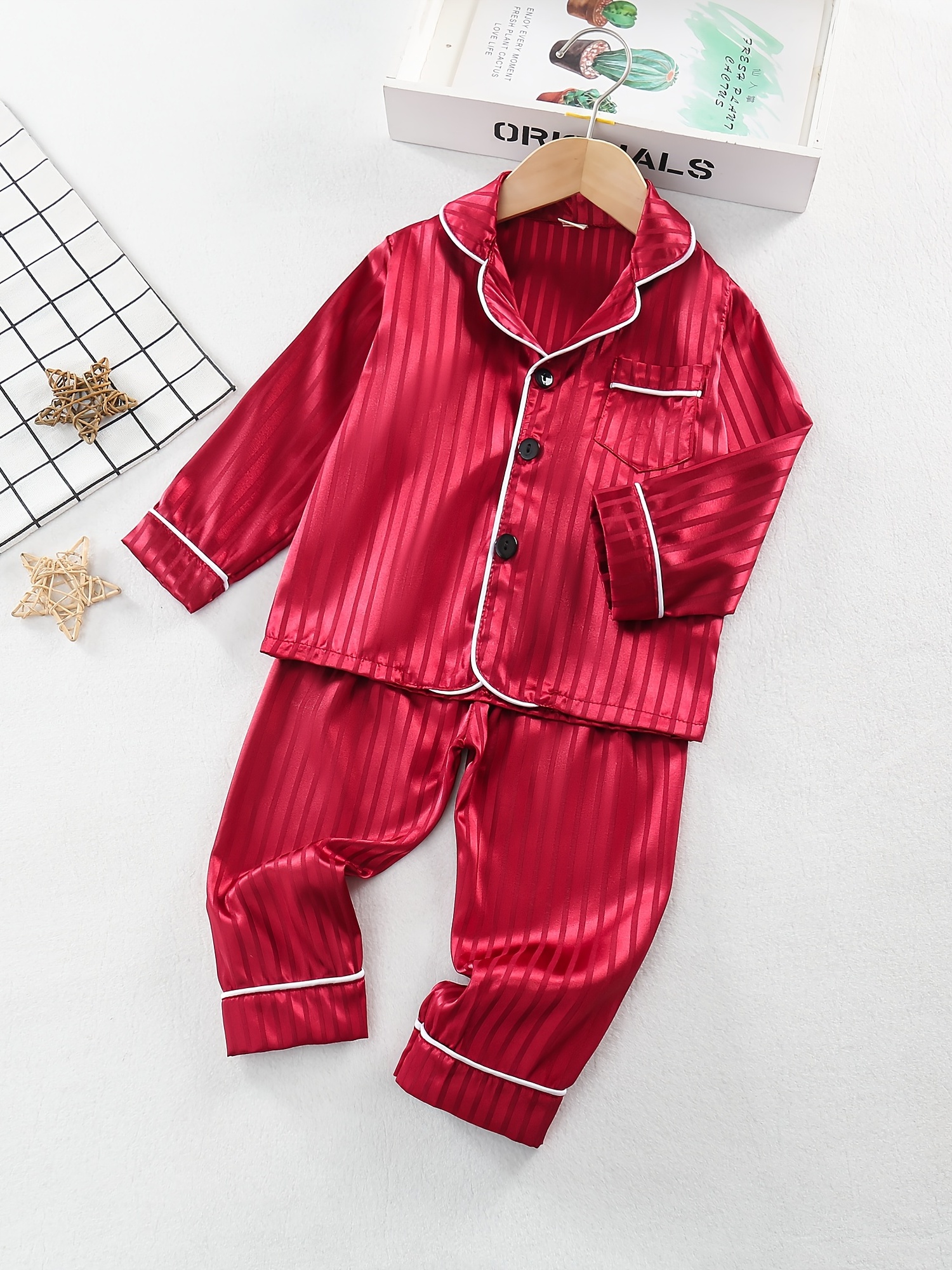 Satin Pajamas Kids Button Front Top Shorts Set Solid Color - Temu Canada