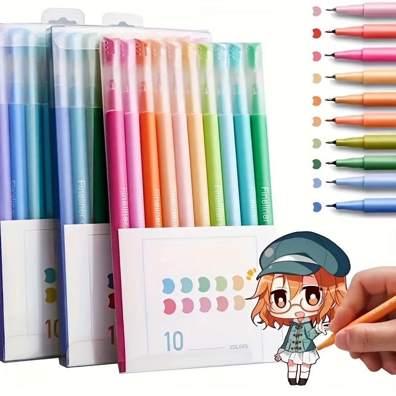 Fine line drawing pen Different Colors (10 pcs/set)