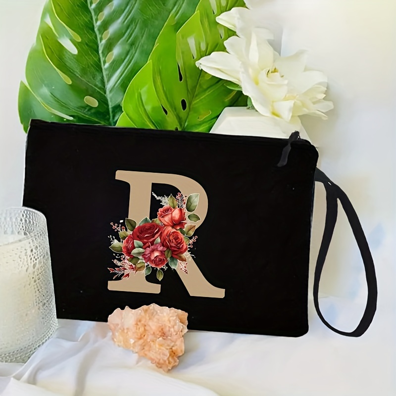 Elegante Pochette Con Motivo Floreale E Lettere, Pochette Per Trucchi Con  Cerniera, Borsa Per Cosmetici Da Viaggio Da Donna - Temu Italy