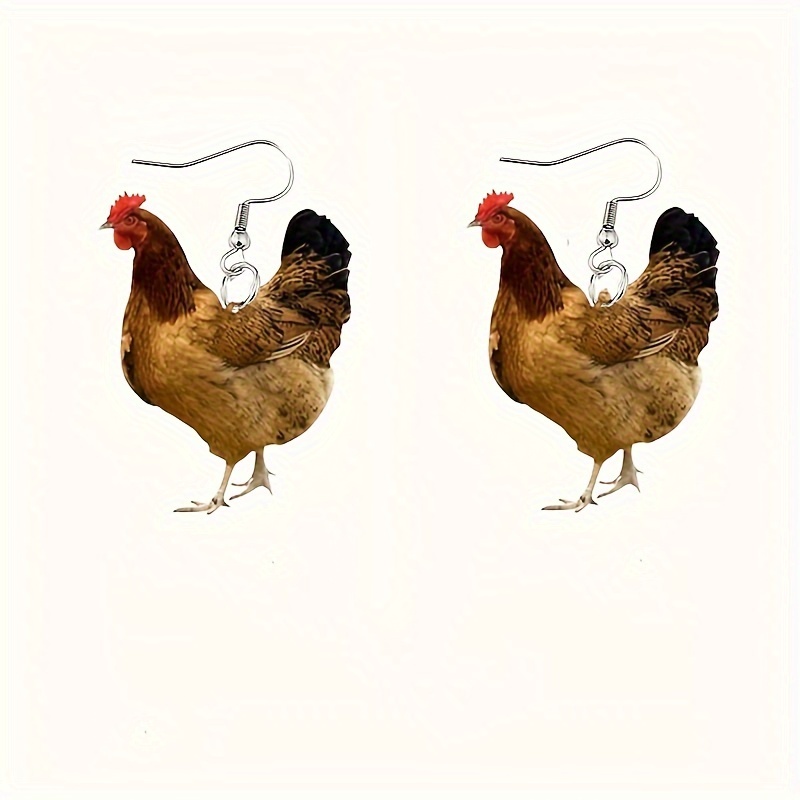 

1 Pair, 2d Creative Funny Acrylic Rooster Women's Earrings Exaggerate Cute Female Jewelry Earrings Valentine's Day Gift