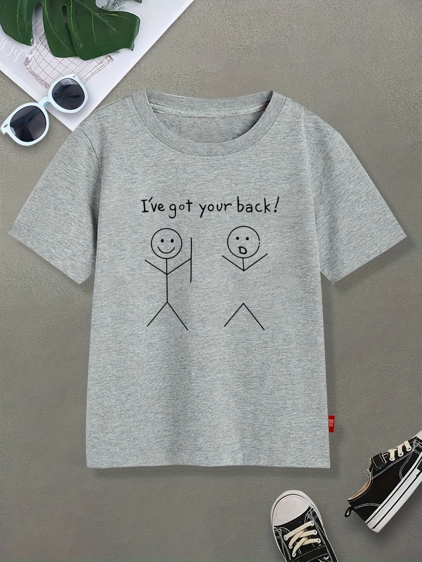 Boys Funny Little Man And Ive Got Your Back Letter Print Boys Creative T  Shirt Casual Lightweight Comfy Short Sleeve Crew Neck Tee Tops Kids  Clothings For Summer - Kids' Fashion 