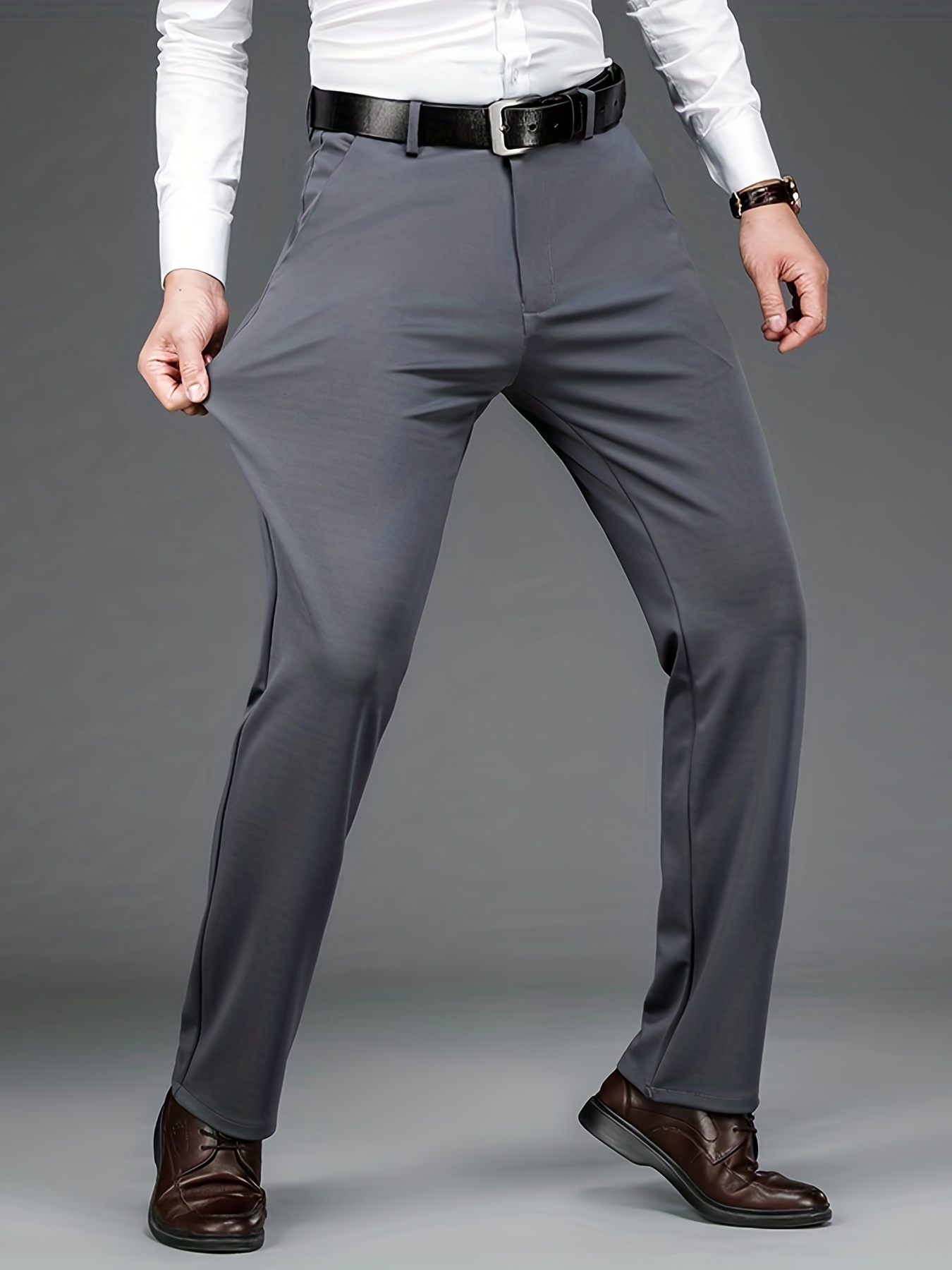 Pantalones Ajustados Pantalones Vestir Ligeramente Elásticos - Temu