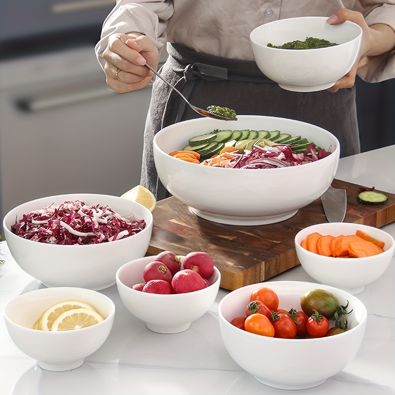 Soup Cereal Bowls Porcelain Serving Salad Bowls Dishwasher - Temu