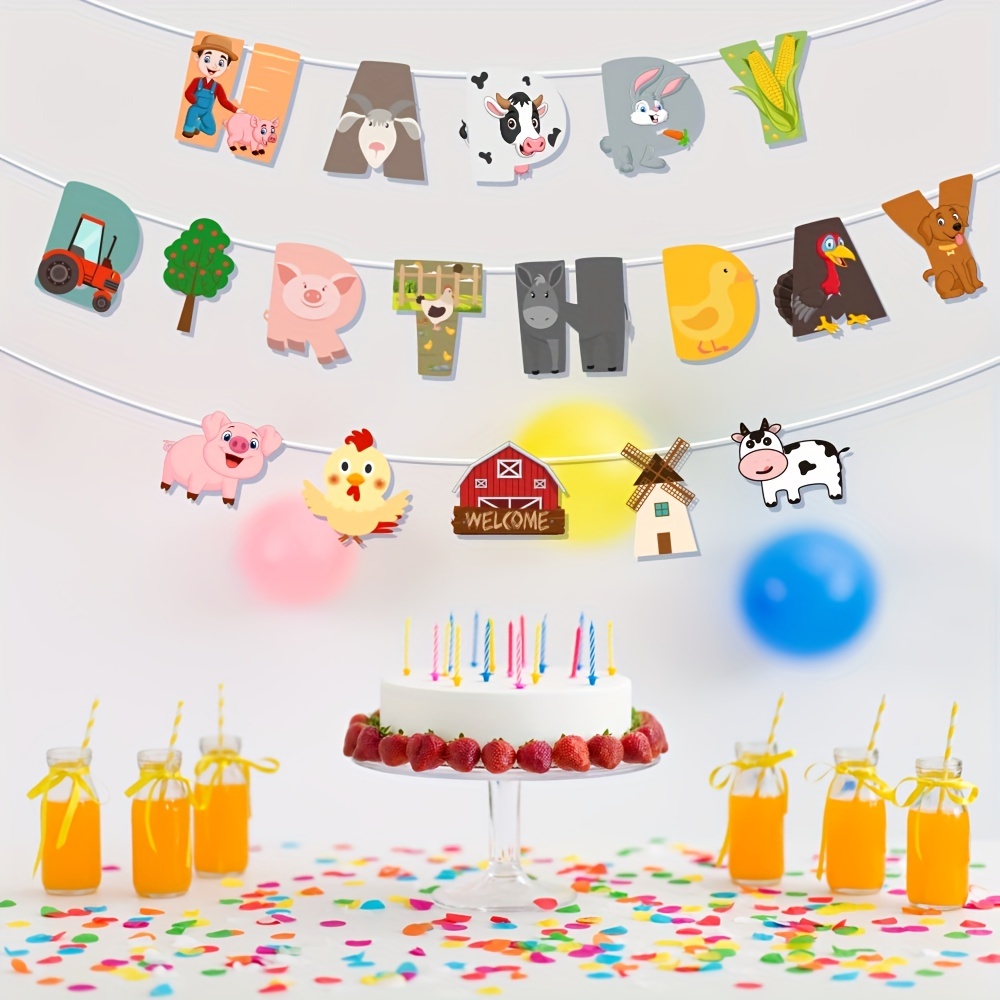 JeVenis Animaux de ferme décoration d'anniversaire animaux de ferme  bannière d'anniversaire animaux de ferme fête pour animaux d'anniversaire  enfants vaches ballons : : Loisirs créatifs