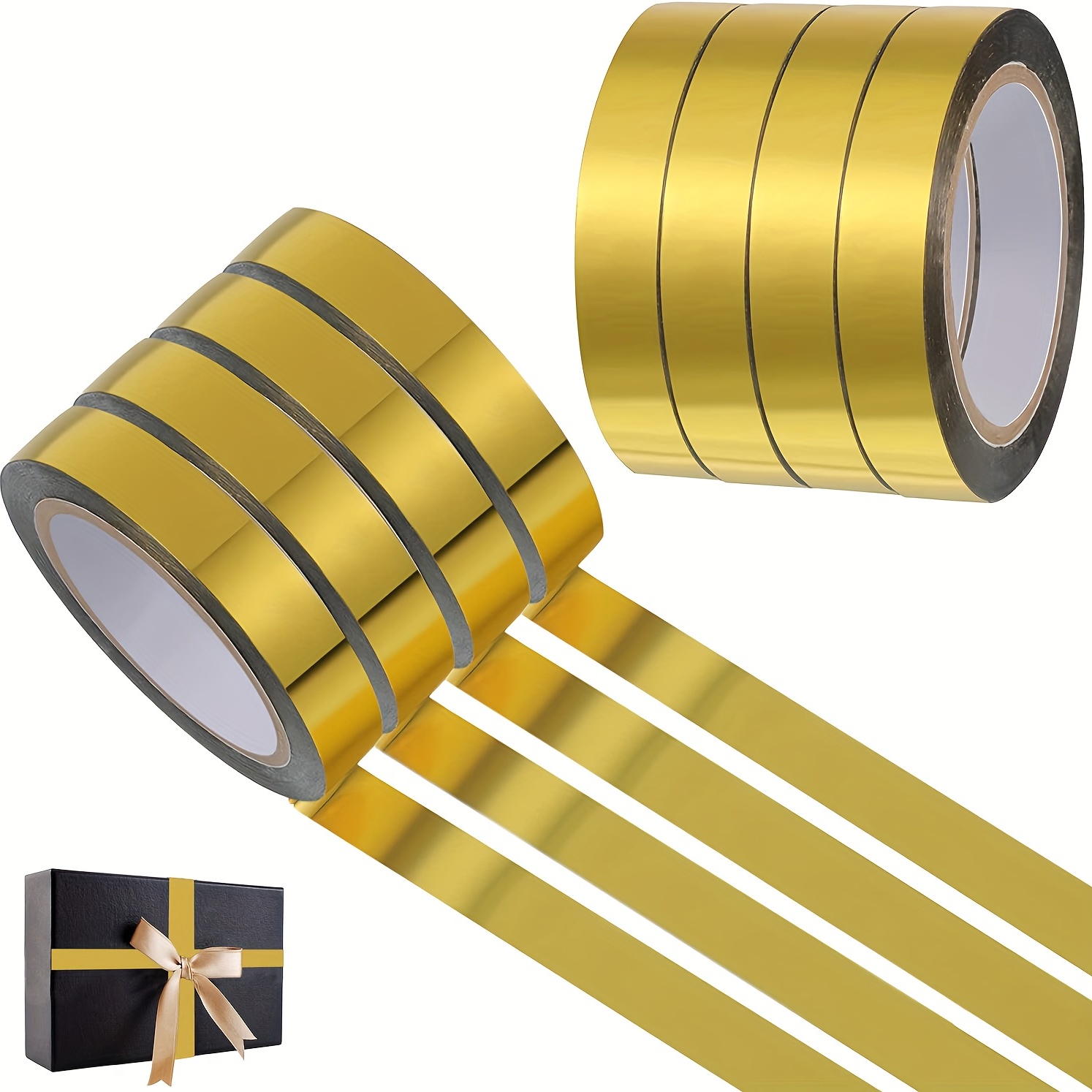 VILLCASE 9 Rolls Golden Tape Gold Tape Mirror Tape Metal Decor Tape Gold  Metallic Tape Gold Graphic Art Tape Masking Tape for Gift Wrapping Masking