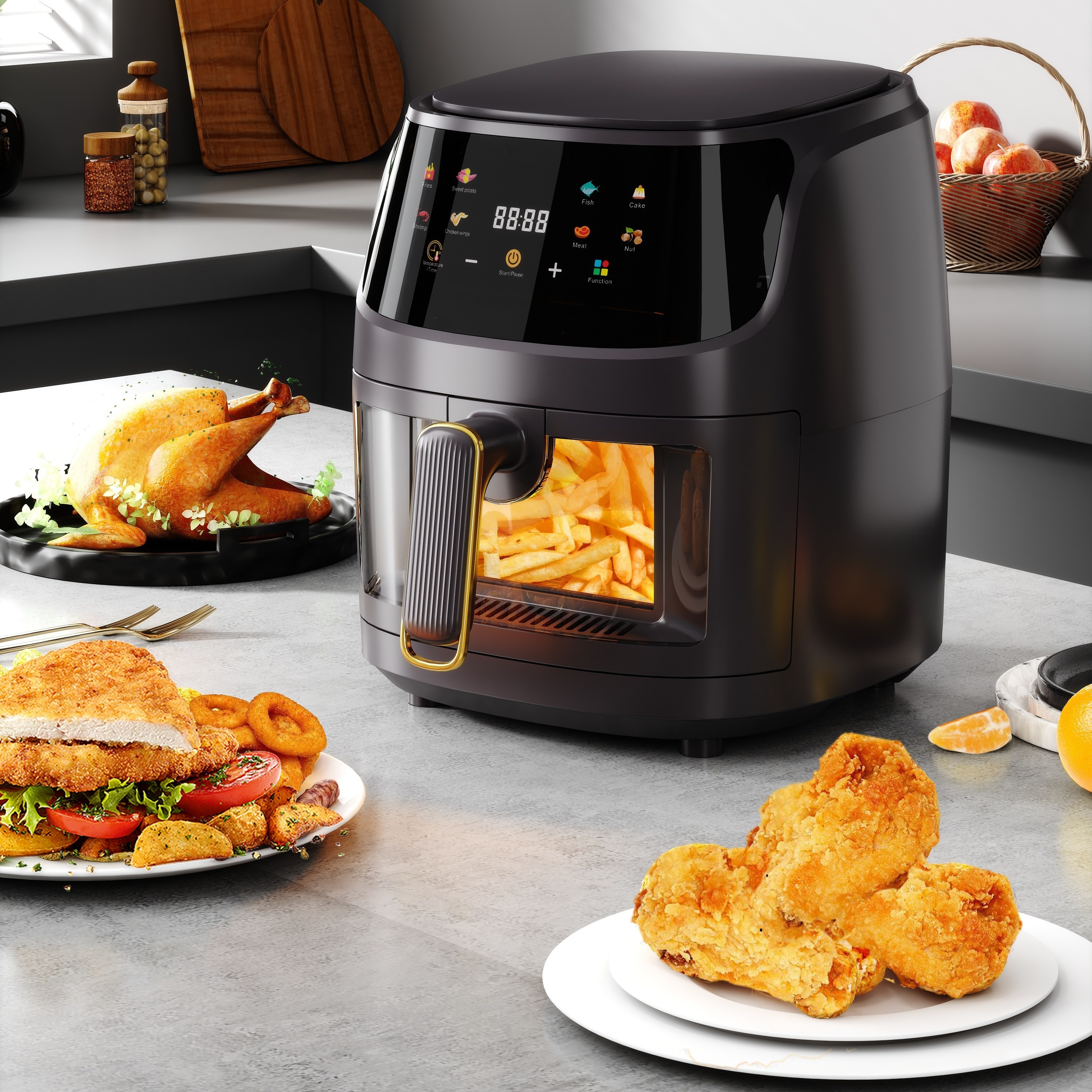 Air Fryer Oven Digital 8 Quart Large AirFryer Cooker 12 Touch