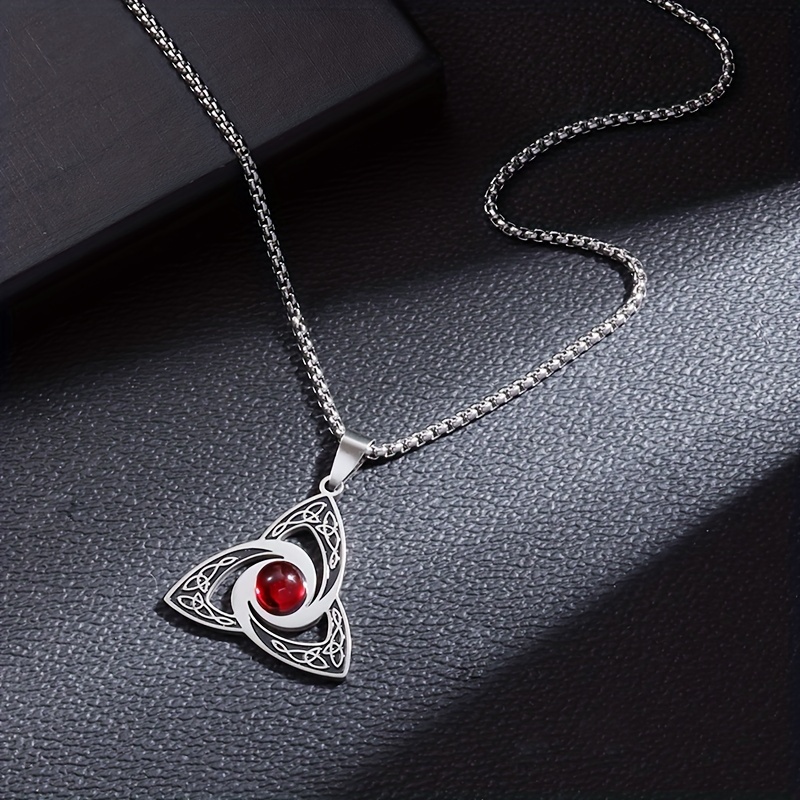 Stainless Steel Celtic Knot Necklace with Gemstone