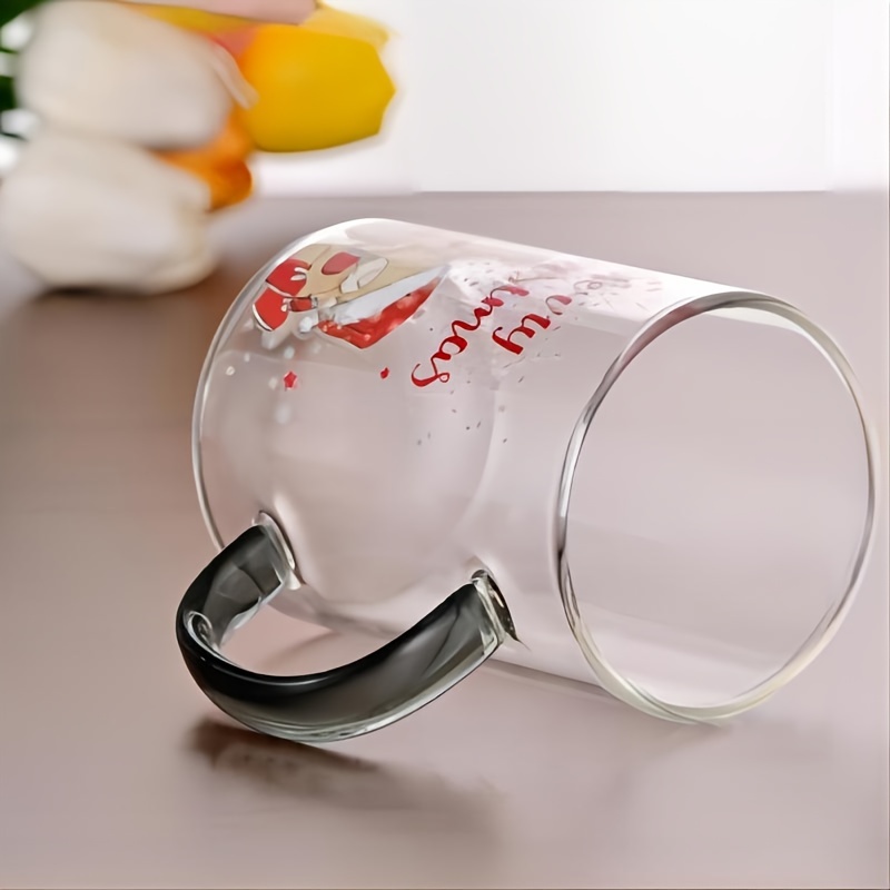 Gift 375Ml Glass Cup with Lid Straw Transparent Mug Milk Coffee Drinking Cup  1Pc
