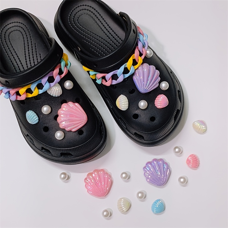 3D Jibbitz Croc Charms Set Shell Big Pearl Colorful Shoe 