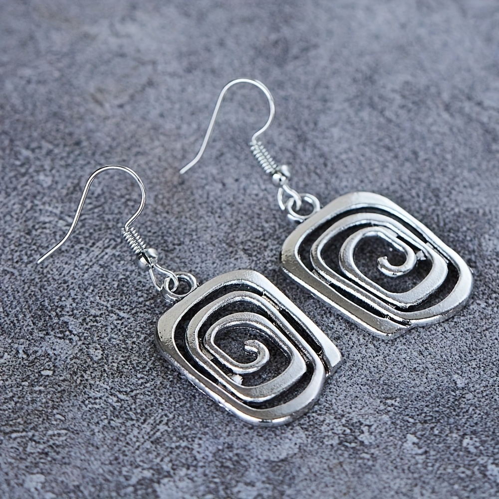 Silvery Vintage Hoop Dangle Earrings for Women