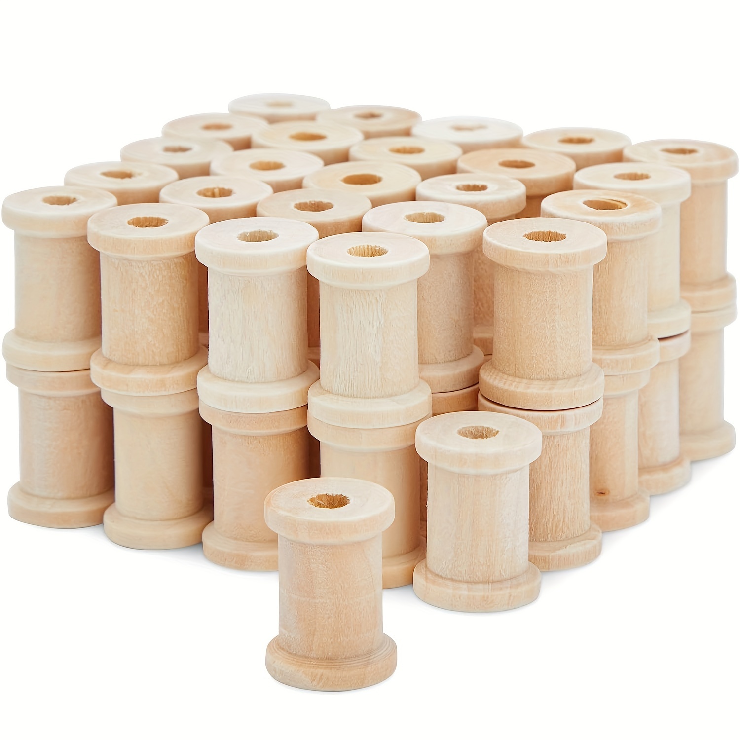 

10pcs Diy Handmade Jewelry Accessories, Wooden Winding Spools, Log Color Retro Scroll Spool Wooden Product Accessories Multiple Size Selection