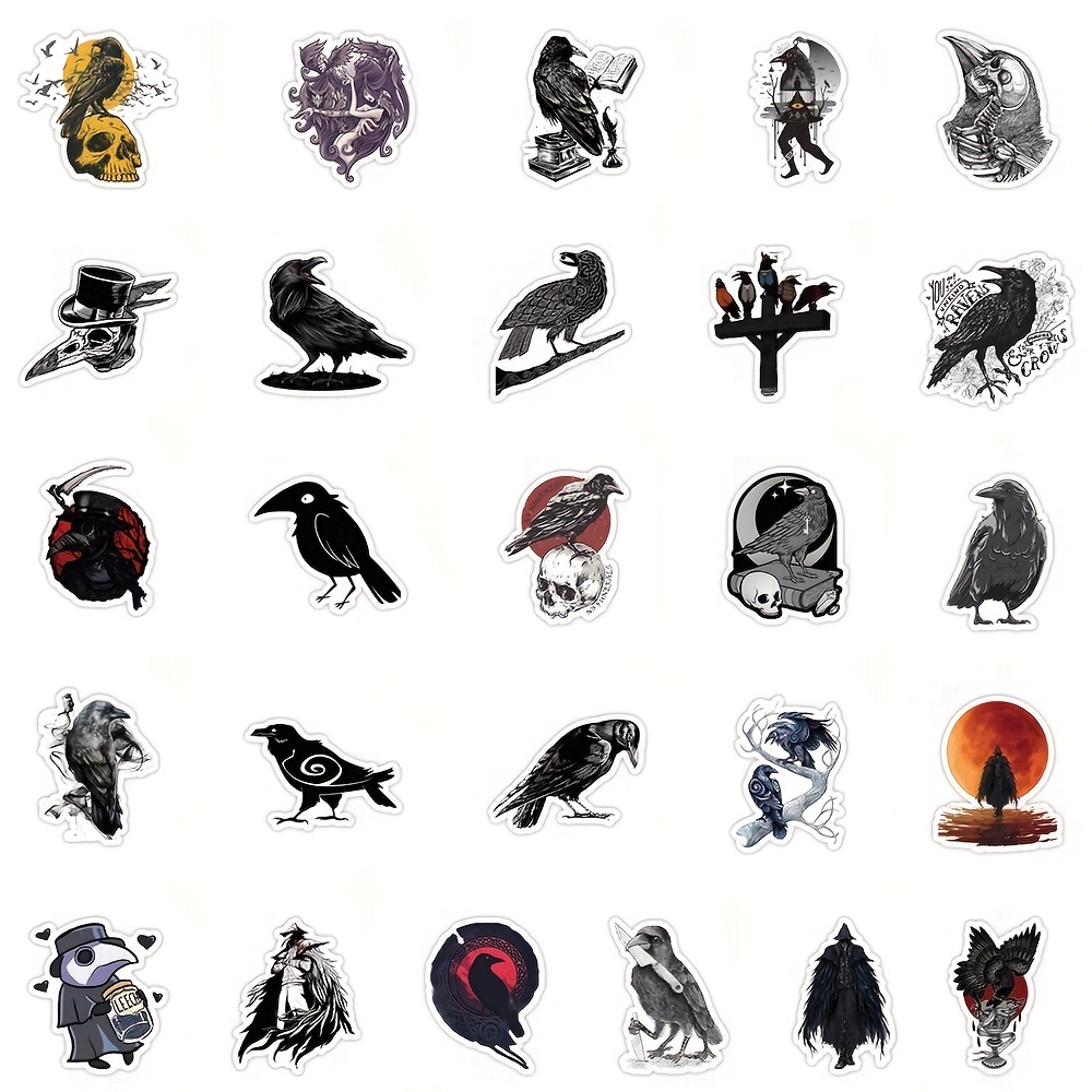 Crow Stickers Roll For Scrapbook Raven Bird Stickers For - Temu