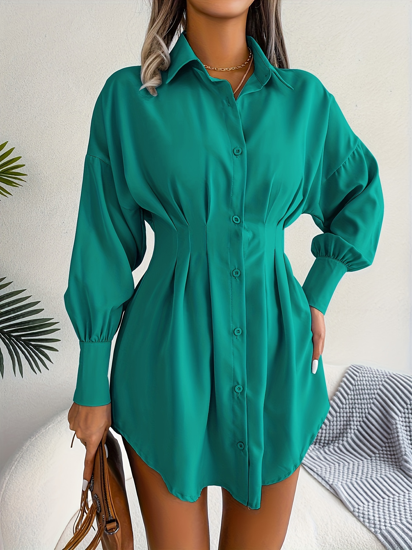 PMUYBHF Womens Dress Shirt Club Dresses for Women 2024 Green Ladies Spring  and Autumn Casual Loose Long Sleeve Long Hooded Pocket Print Casual Dress  Casual Dress 