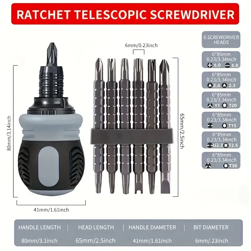 Ratchet Screwdriver Telescopic Magnetic Professional Precision Torque Screwdrivers Mini Multifunction Screwdriver Set Hand Tools details 3