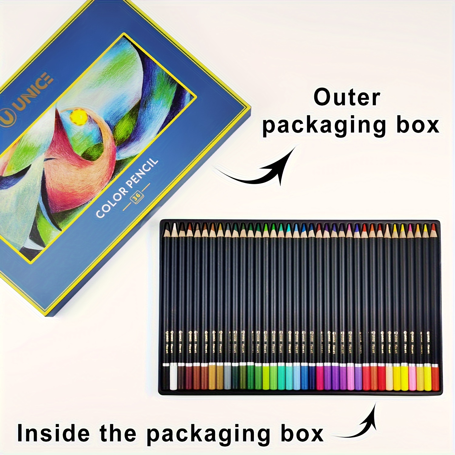 Professional Drawing Colored Pencils, Set of 36 Soft Core Pencils