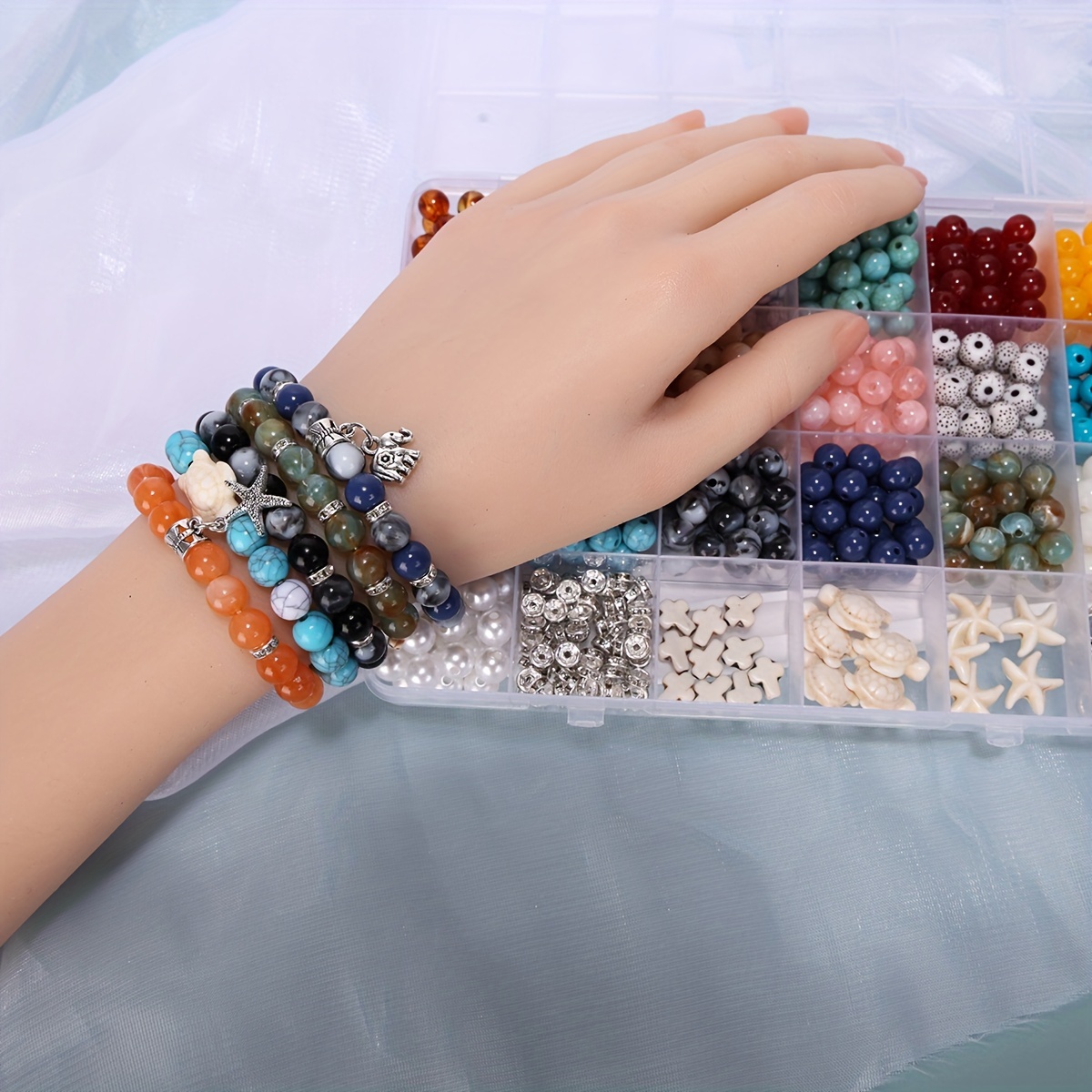 Round Beads Bracelet Making Kit Crystal Beads Bracelet Beads - Temu  Republic of Korea