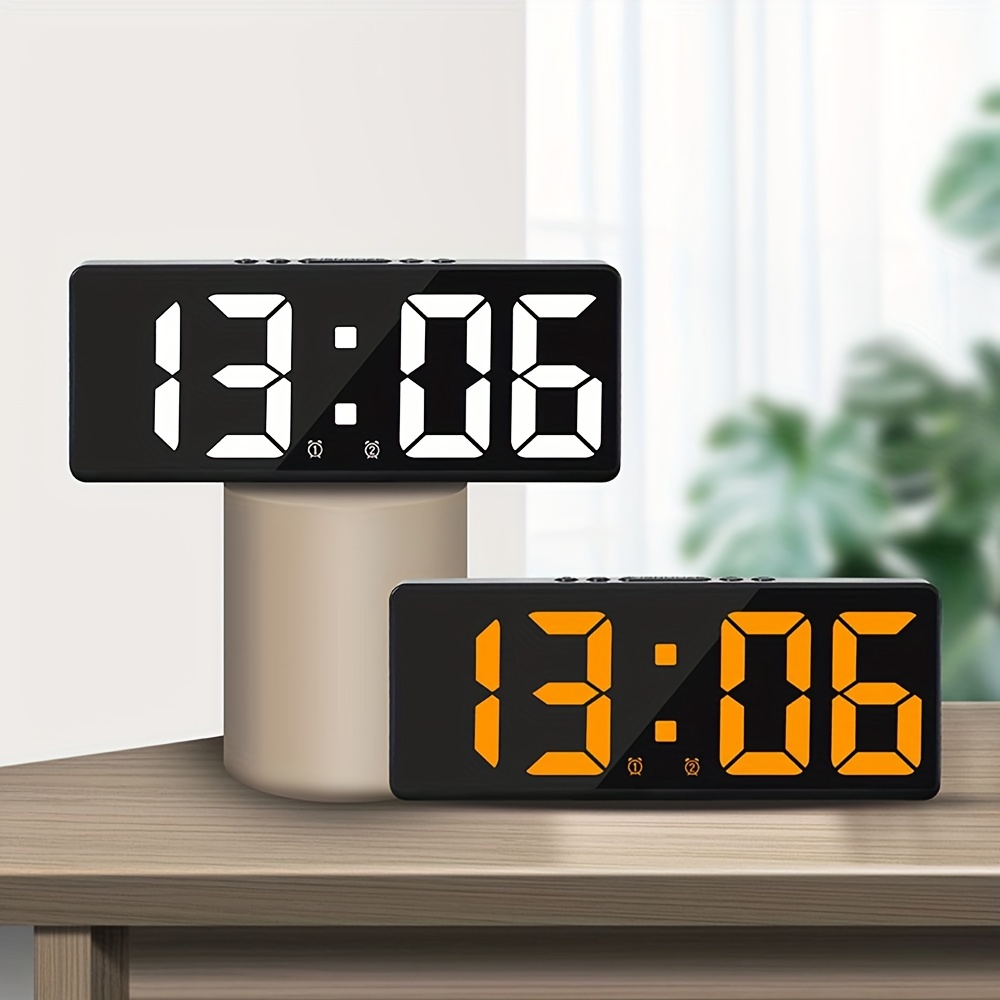 Reloj despertador de proyección, pantalla de espejo LED, reloj digital con  temperatura, brillo de 3 niveles, repetición de 5 minutos, 12/24 horas
