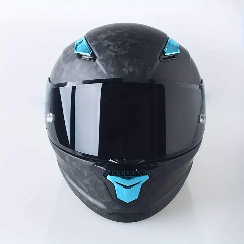 Motorcycle Helmet With Forged Matte Surface Blue Tail Black Tea Lenses ...