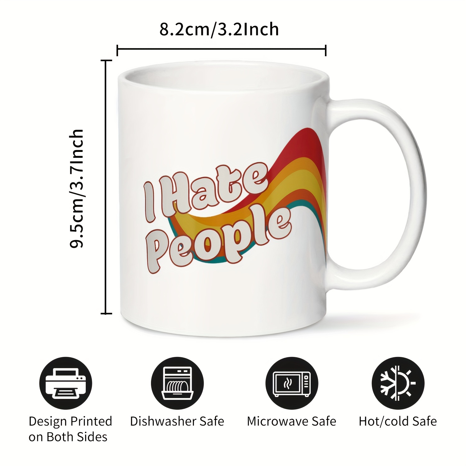 1pc, I Hate People Funny Coffee Mug, Sarcastic Gag Gift For Introvert Women  Men Friend Sister Brother Coworker, Sassy Fun Mugs (11oz)