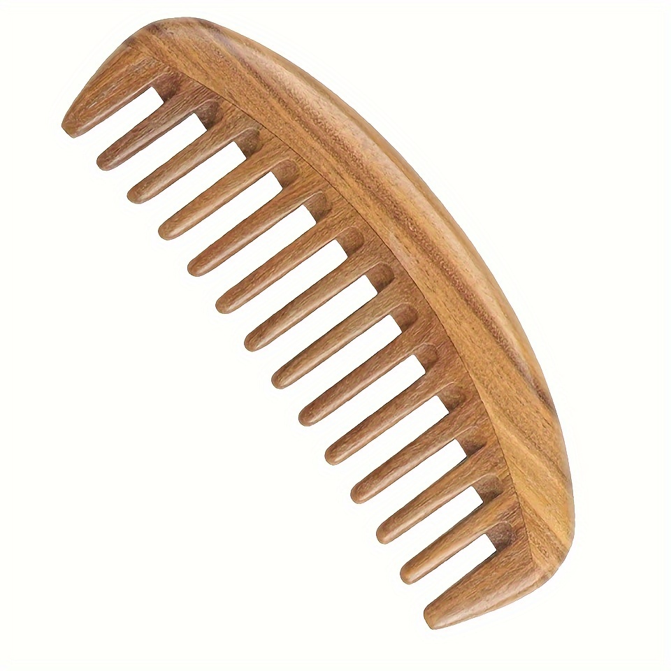 Peigne une Dents Larges en Bois de Cheveux Bouclés Peigne en Bois une Dents  Grosses Portable Outil de Massage des Cheveux Gros