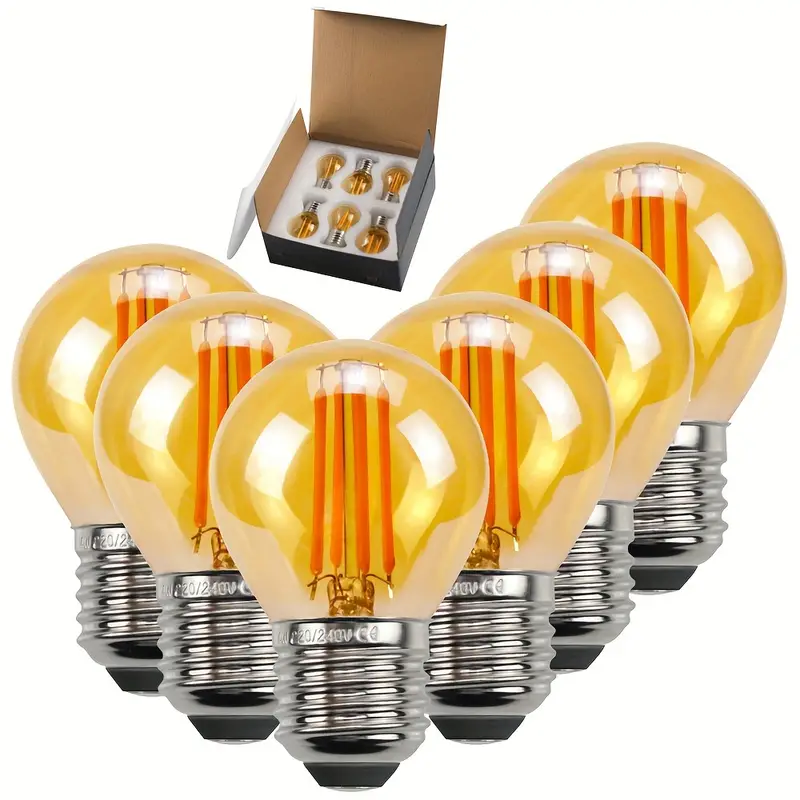 6pcs G45 Ampoules LED Edison Ampoule Ambre Vintage Éclairage