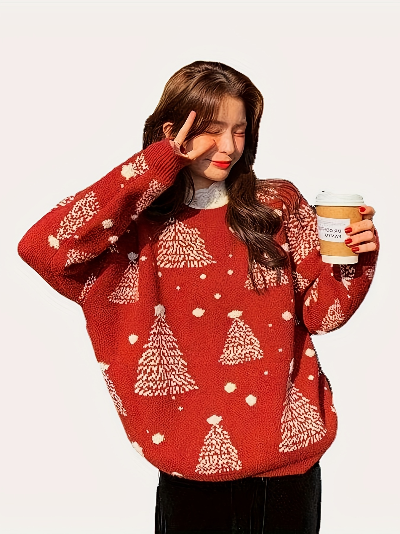 Pom Poms Women's Sweater Christmas Pattern Fall Winter Pullover -  Milanoo.com