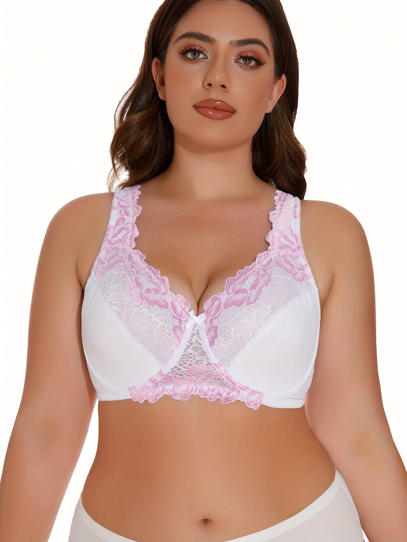 Plus Size Sexy Bra Set Women's Plus Floral Embroidered E Cup - Temu