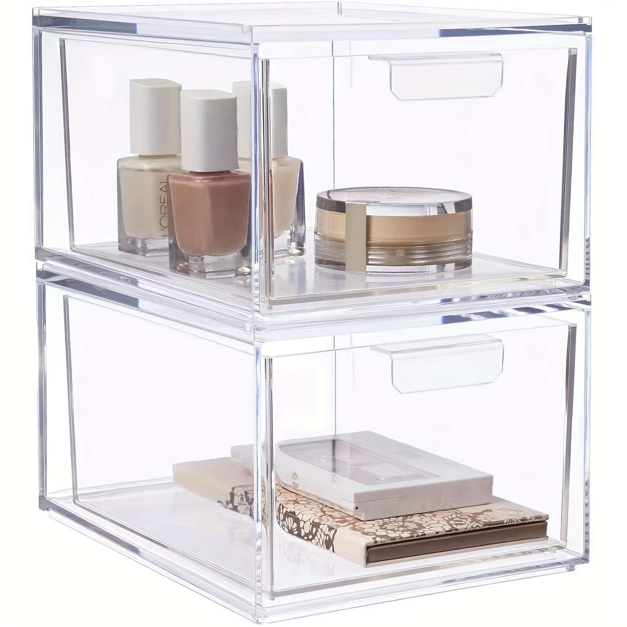 Stackable Makeup Organizer Storage Drawers, Tall Acrylic Bathroom Organizers,  Clear Plastic Storage Bins For Vanity, Undersink, Kitchen Cabinets, Pantry  Organization And Storage - Temu