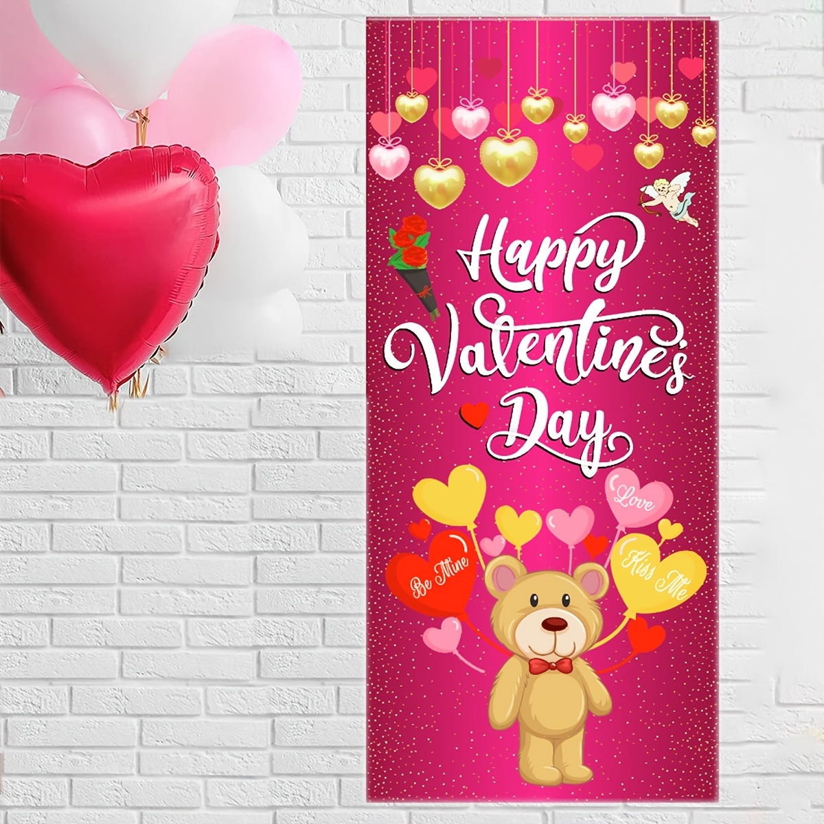 Set Happy Valentine's Day Banner 65x29 5 Inches Heart Ornament Romantic Love  Banner For Valentine's Day Party Decorations Happy Valentine's Day  Background Valentine's Day Party Decoration | Don't Miss These Great Deals |