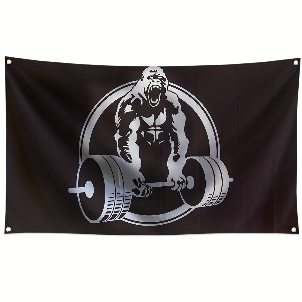 ENMOON Gorilla Gym Lifting Champs Flag Banner for Man Cave Home Gym (3x5ft,  Anti-Fade HD Printing 150D Poly) Premium Quality with Two Brass Grommets