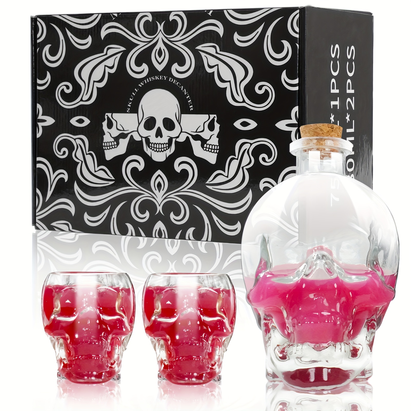 Skull Bottle Skull Decanter Cork Lead free Glass Horror - Temu