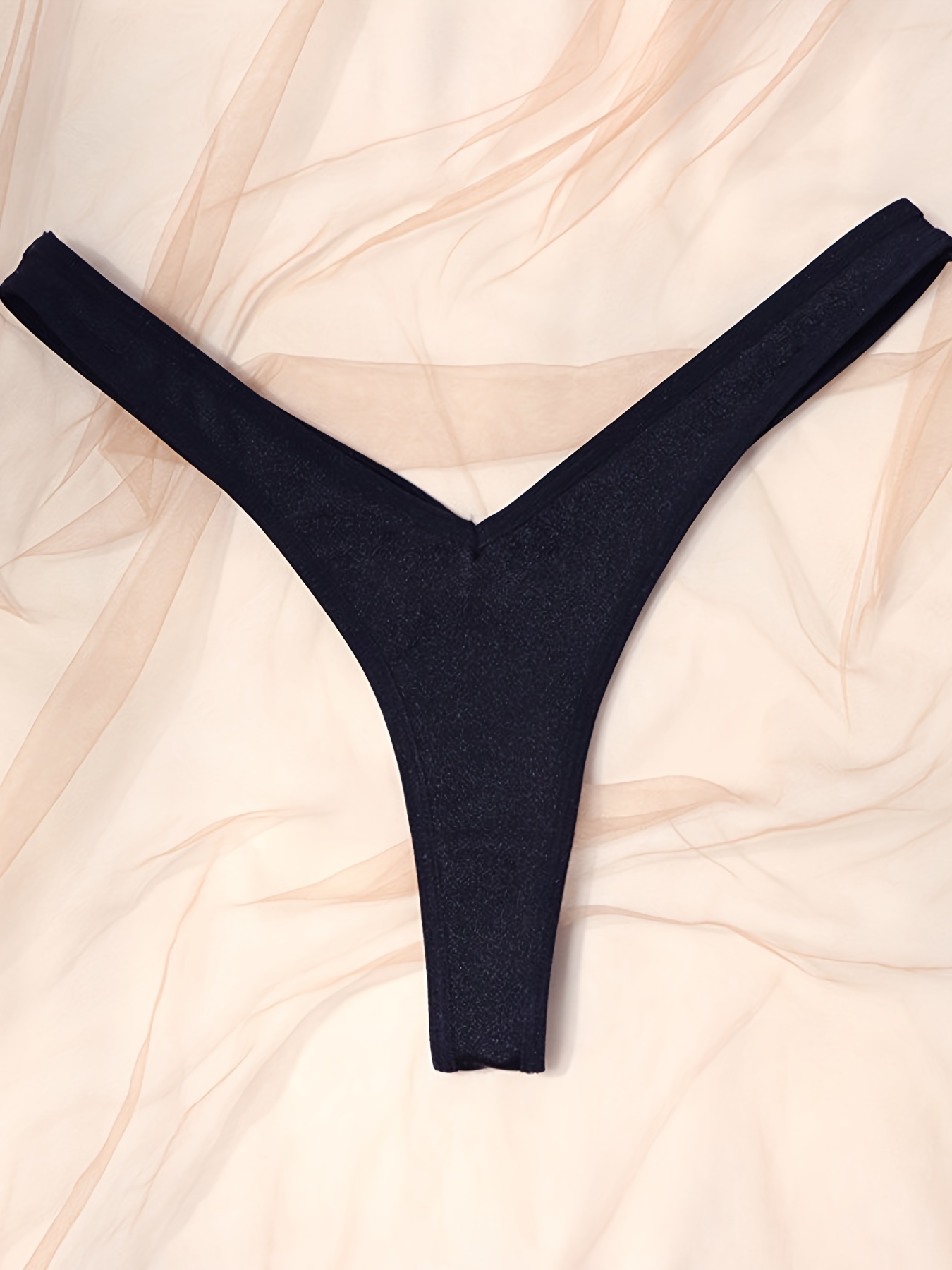 Sexy Solid V strings Panties Simple Low Waist Stretchy Thong - Temu Canada