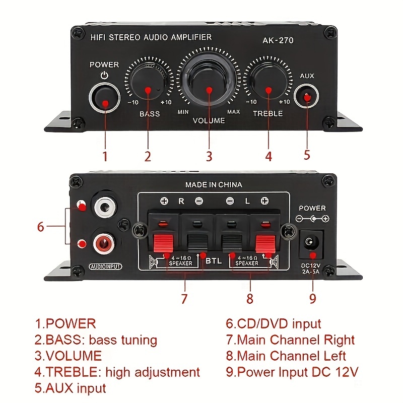 Mini Amplificador Coche Sonido Alta Fidelidad Estéreo 4 1 - Temu