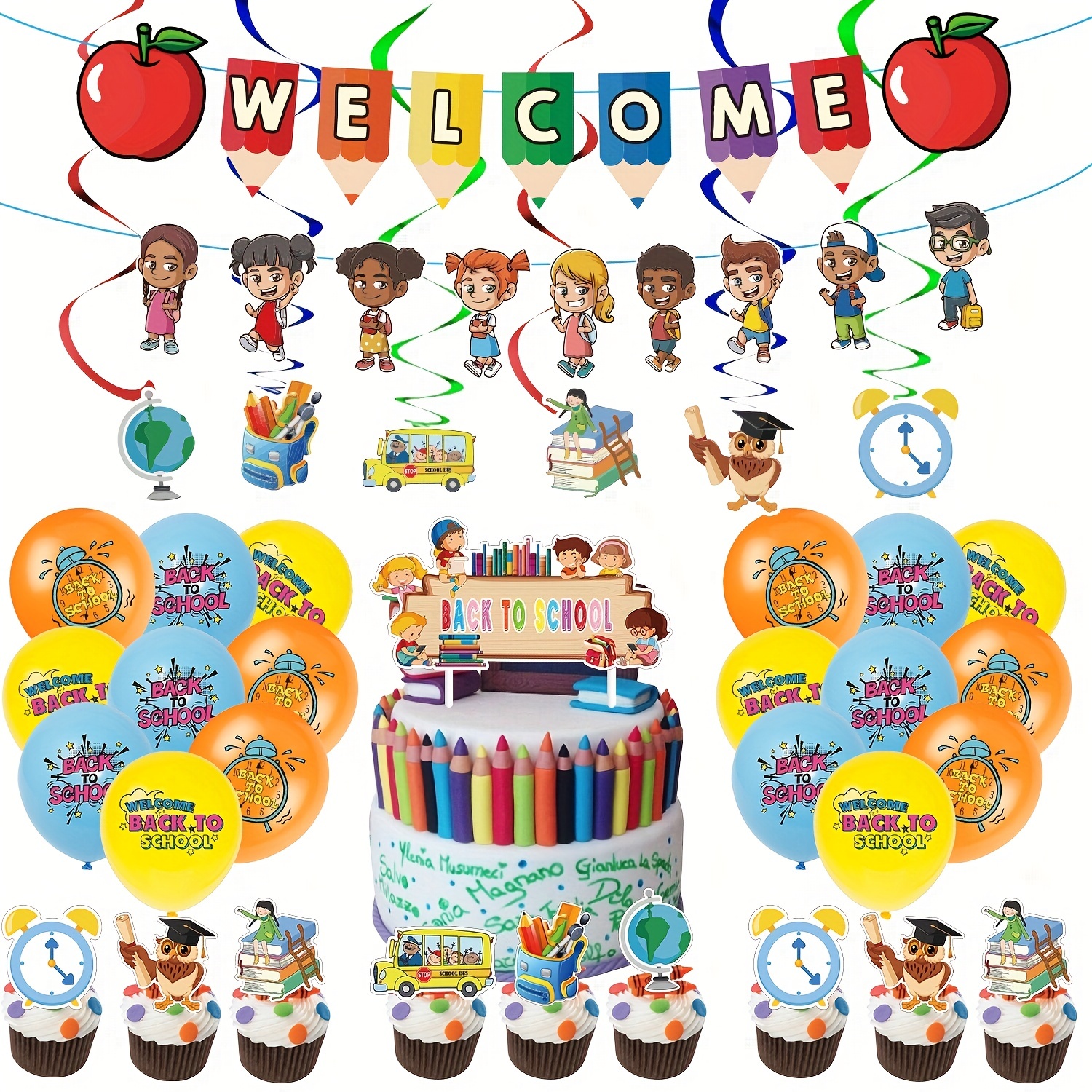 Kits de decoración de fiesta temática de Harry Potter, globos con bandera  para tirar, accesorios para tarjetas de pastel, suministros Vhermosa