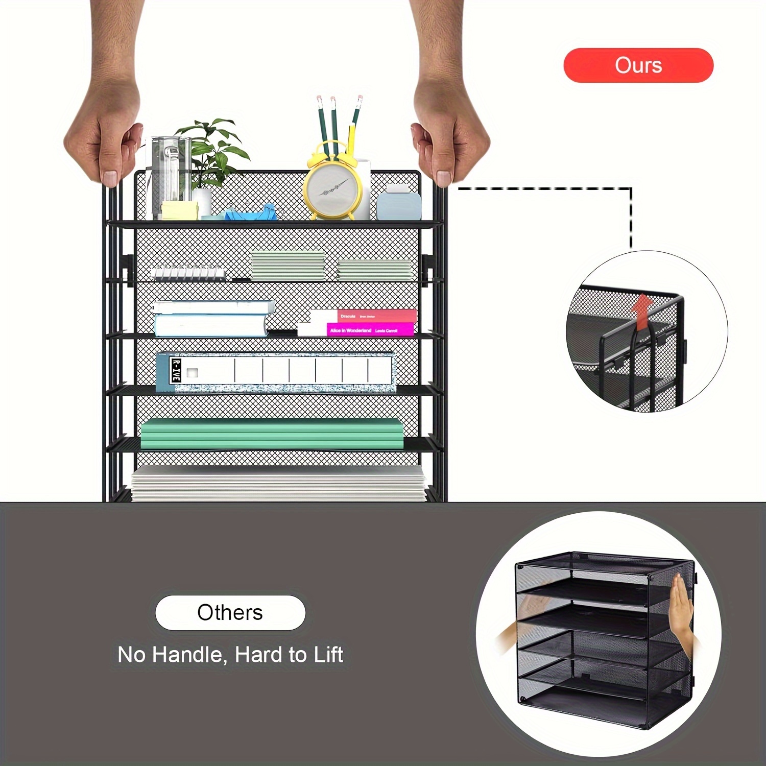 5-Tier Stackable Letter Tray Office Desk File Trays Paper Document  Organizer