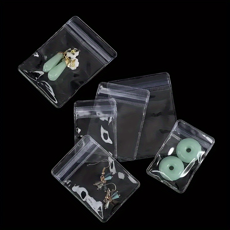 50Pcs Small Jewelry Ziplock Zip Bags Resealable PVC Plastic Poly Bag  Storage Waterproof